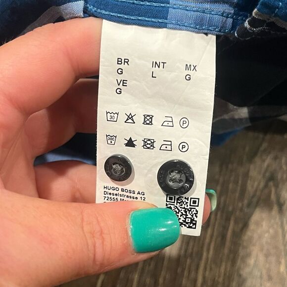 Hugo Boss Modern Fit Mens Button-Up Collare Plaid Shirt Cotton Multicolor Size L - Picture 4 of 7